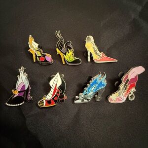 Official Disney Trading Pins- Villain High Heel Shoe Pin Set of 7